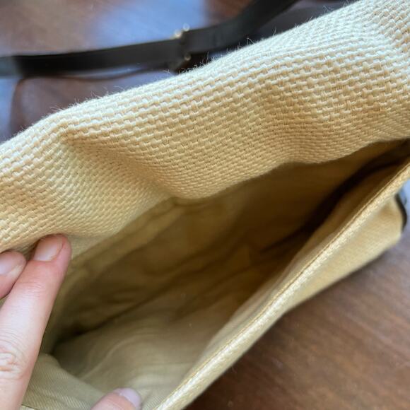 Vintage Liz Claiborne - classic woven cream leather foldover shoulder bag purse - Picture 9 of 16